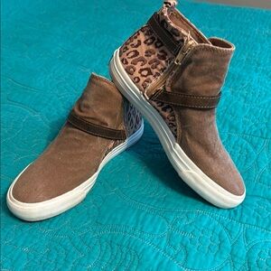 Blowfish Brown and Leopard Print High-Top Sneakers